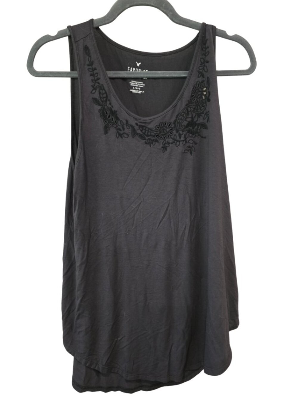NWT AE Favorite Tank Embroidery - Gray - Size Large